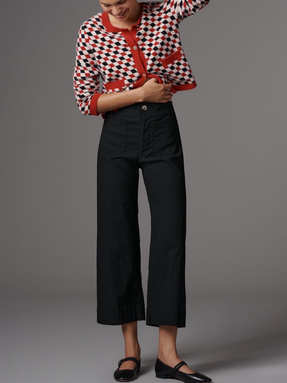 Maeve The Colette Black Wide-Leg Crop Pants - Picture 2 of 7